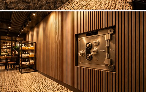 Concept visualization of the vault feature wall